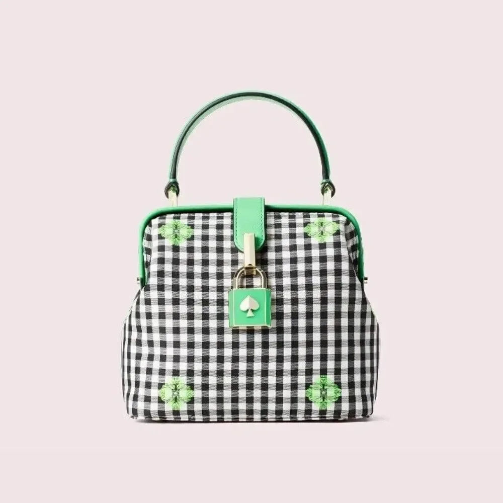 Kate Spade Green and Black Checkered Handbag